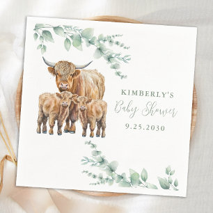Highland Cow Twins Farm Animals Baby Shower Napkin