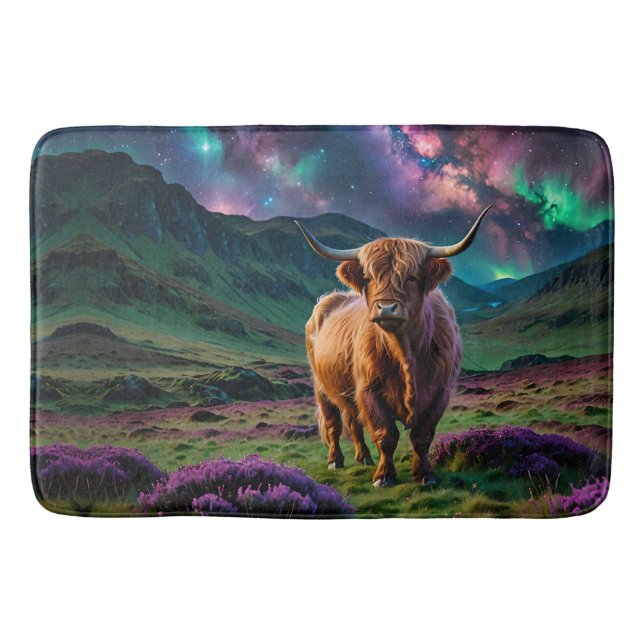 Highland Cow Under The Stars Bath Mat (Front)