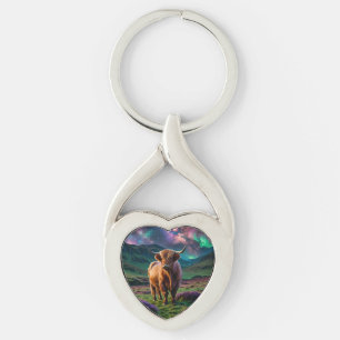 Highland Cow Under The Stars Key Ring
