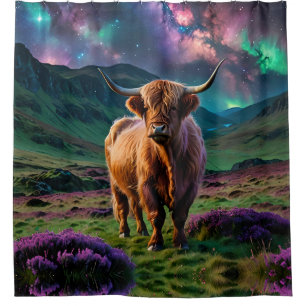 Highland Cow Under The stars Shower Curtain