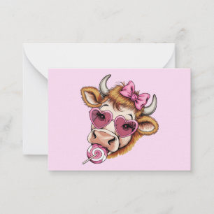 Highland Cow Valentine Coquette Valentine's Day  Card