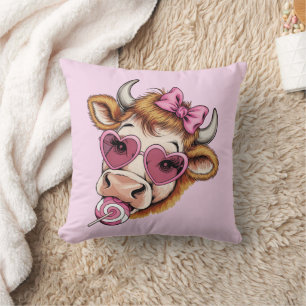 Highland Cow Valentine Coquette Valentine's Day Cushion