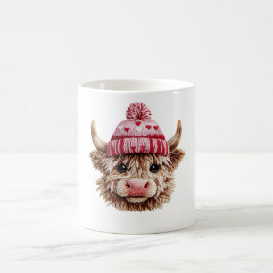 Highland Cow Valentine Cute Love Cow with Hearts Coffee Mug