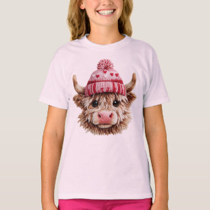 Highland Cow Valentine Cute Love Cow with Hearts  T-Shirt