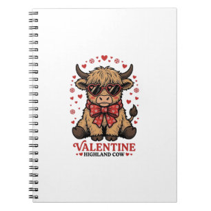 Highland Cow Valentine Cute Vintage Engraving Shir Notebook