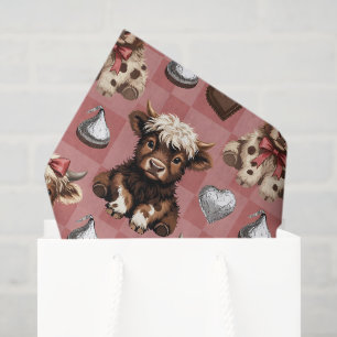Highland Cow Valentine Heart Chocolate Fur Tissue Paper