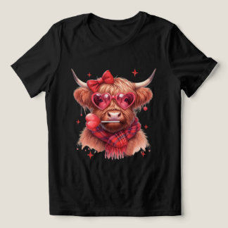Highland Cow Valentine Mens Womens Valentine Day Tri-Blend Shirt