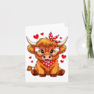 Highland Cow Valentines Day Funny Hearts Valentine Card