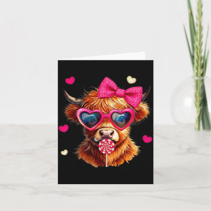 Highland Cow Valentines Day Funny Hearts Valentine Card