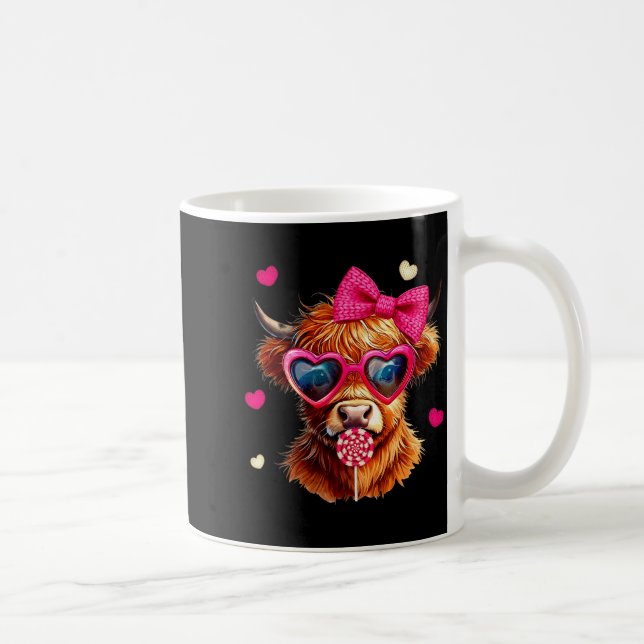 Highland Cow Valentines Day Funny Hearts Valentine Coffee Mug (Right)