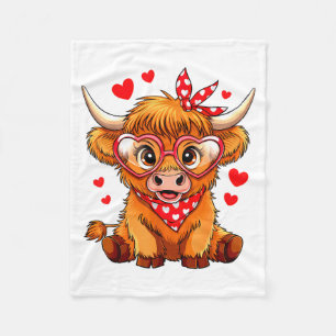 Highland Cow Valentines Day Funny Hearts Valentine Fleece Blanket