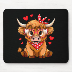 Highland Cow Valentines Day Funny Hearts Valentine Mouse Pad