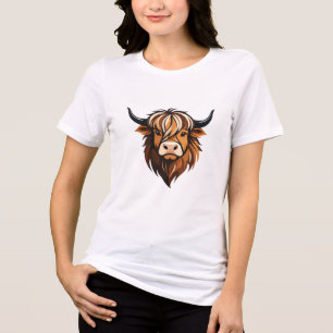 Highland Cow Vector Art Animal Modern Urban City Tri-Blend Shirt