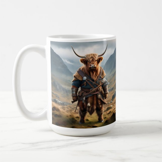 Highland Cow Viking, Coffee Mug (Left)