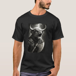 Highland Cow Viking Warrior Fantasy T-Shirt