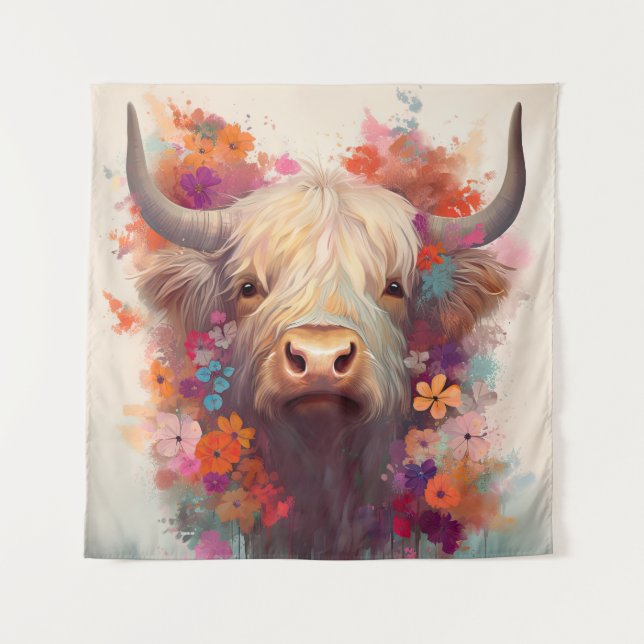 Highland Cow Wall Tapestry (Front)