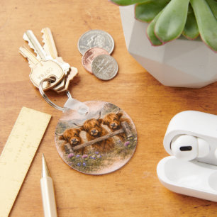Highland Cow - Watercolour Animals Key Ring