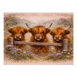 Highland Cow - Watercolour Animals Poster