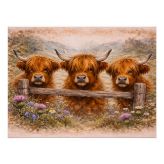 Highland Cow - Watercolour Animals Poster