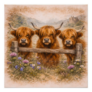 Highland Cow - Watercolour Animals Poster