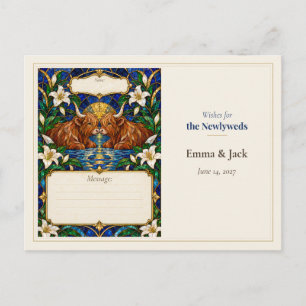 Highland Cow Wedding Guest Book Wishes Postcard