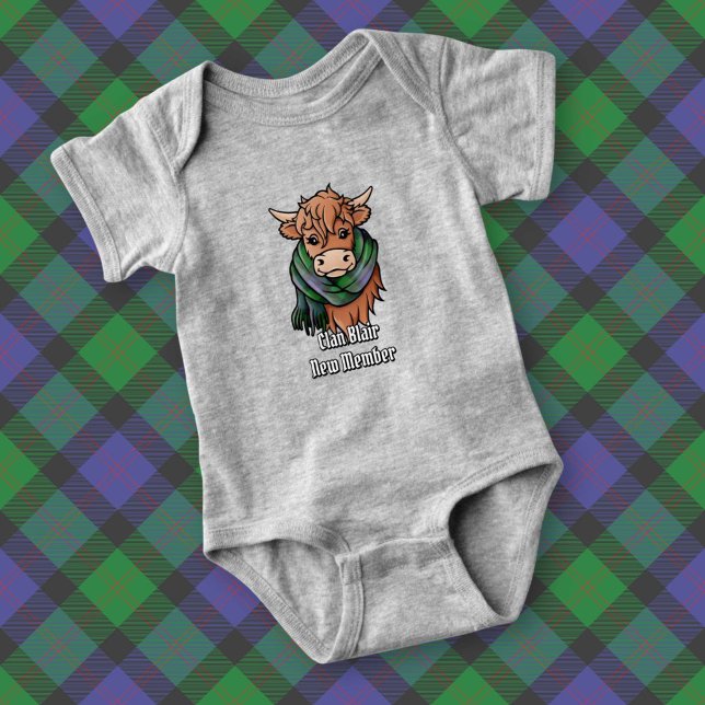 Highland Cow with Blair Tartan Scarf Baby Bodysuit (Creator Uploaded)