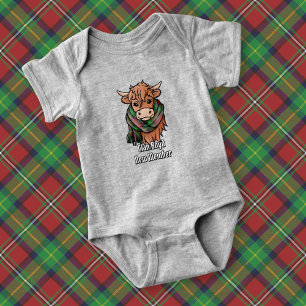 Highland Cow with Boyd Tartan Scarf Baby Bodysuit