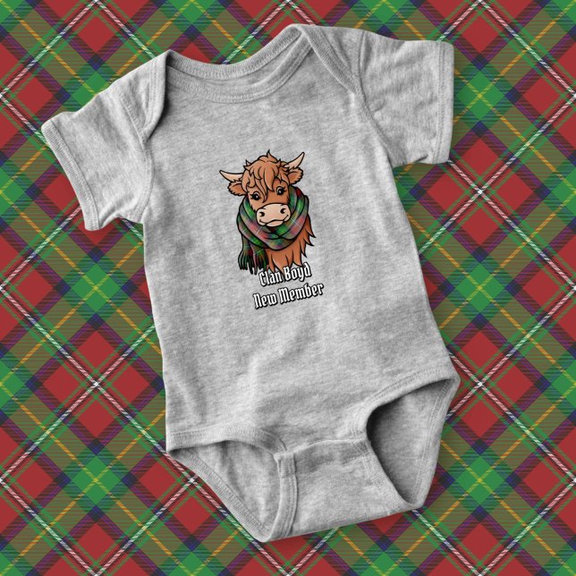 Highland Cow with Boyd Tartan Scarf Baby Bodysuit (Creator Uploaded)
