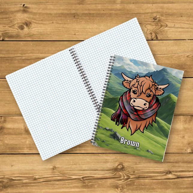 Highland Cow with Brown Tartan Scarf Notebook (Creator Uploaded)