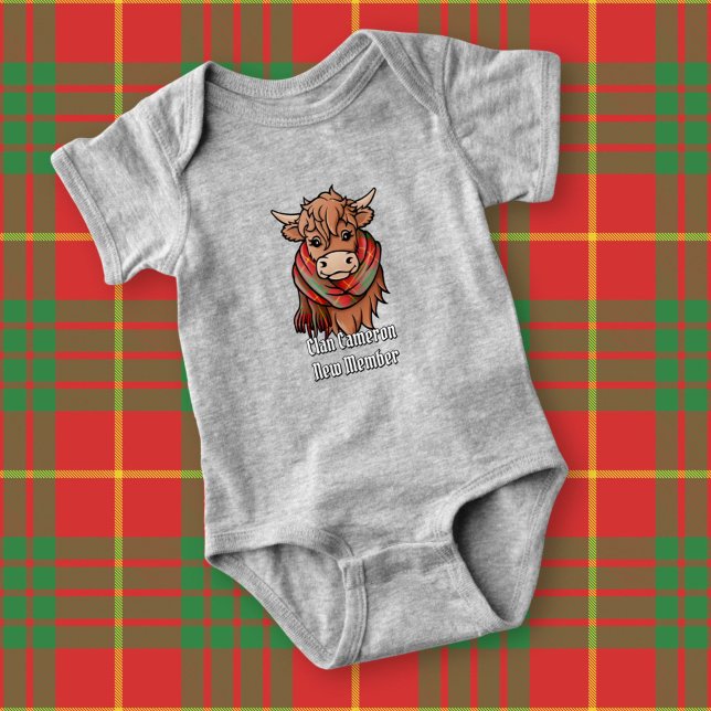 Highland Cow with Cameron Tartan Scarf Baby Bodysuit (Creator Uploaded)