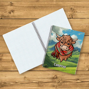 Highland Cow with Cameron Tartan Scarf Notebook