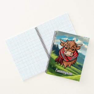 Highland Cow with Cunningham Tartan Scarf Notebook