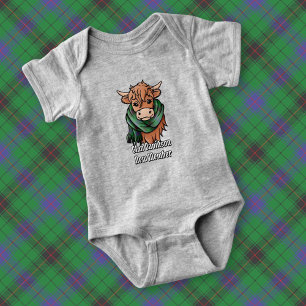 Highland Cow with Davidson Tartan Scarf Baby Bodysuit