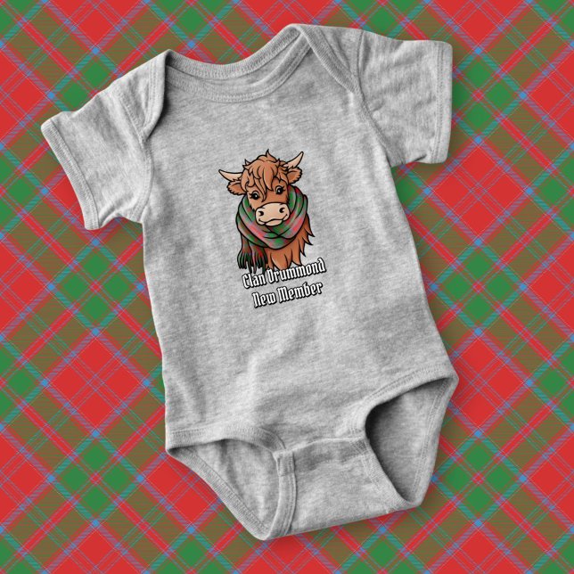 Highland Cow with Drummond Tartan Scarf Baby Bodysuit (Creator Uploaded)