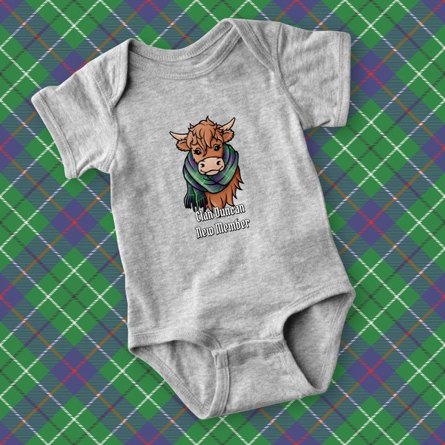 Highland Cow with Duncan Tartan Scarf Baby Bodysuit (Creator Uploaded)