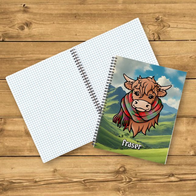Highland Cow with Fraser Tartan Scarf Notebook (Creator Uploaded)