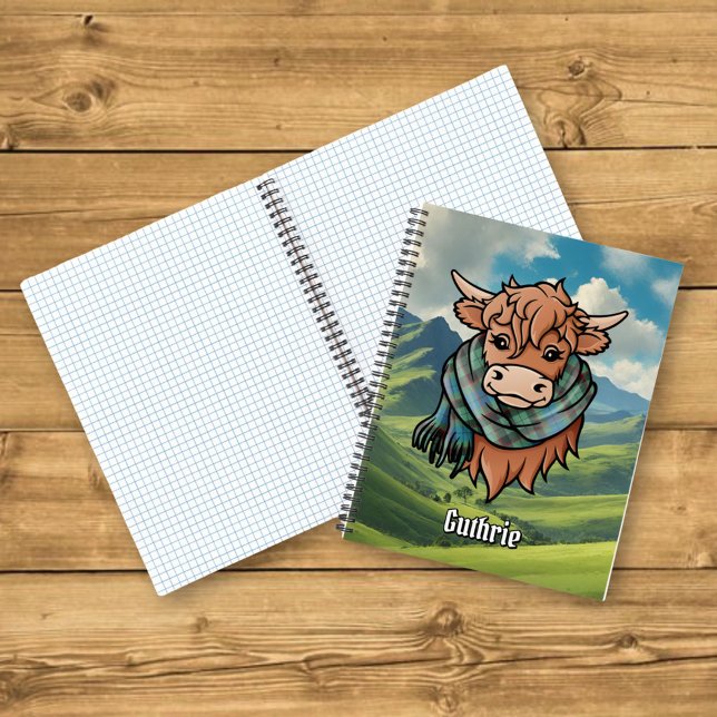 Highland Cow with Guthrie Tartan Scarf Notebook (Creator Uploaded)