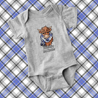 Highland Cow with Hannay Tartan Scarf Baby Bodysuit