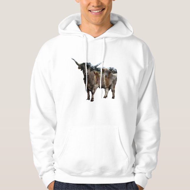 Highland Cow With Inverted Highland Cows, Hoodie (Front)