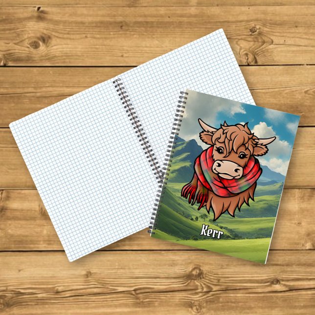 Highland Cow with Kerr Tartan Scarf Notebook (Creator Uploaded)