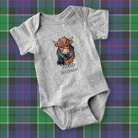 Highland Cow with Leslie Hunting Tartan Scarf