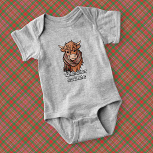 Highland Cow with MacAlister Tartan Scarf Baby Bodysuit