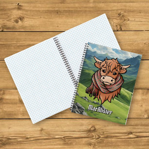 Highland Cow with MacAlister Tartan Scarf Notebook