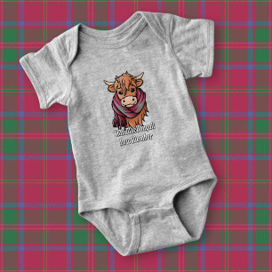 Highland Cow with MacDougall Tartan Scarf Baby Bodysuit