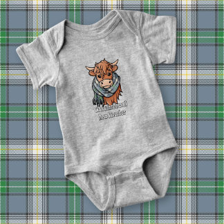 Highland Cow with MacDowall Tartan Scarf Baby Bodysuit