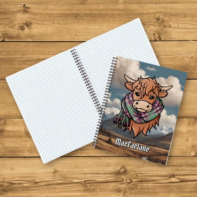 Highland Cow with MacFarlane Hunting Tartan Scarf Notebook (Creator Uploaded)