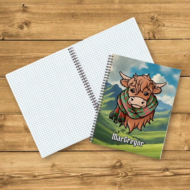 Highland Cow with MacGregor Tartan Scarf Notebook (Creator Uploaded)