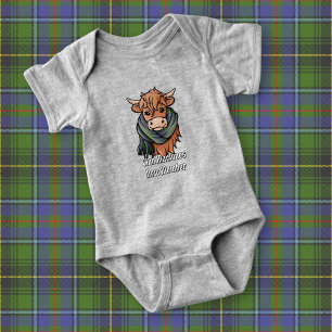 Highland Cow with MacInnes Tartan Scarf Baby Bodysuit
