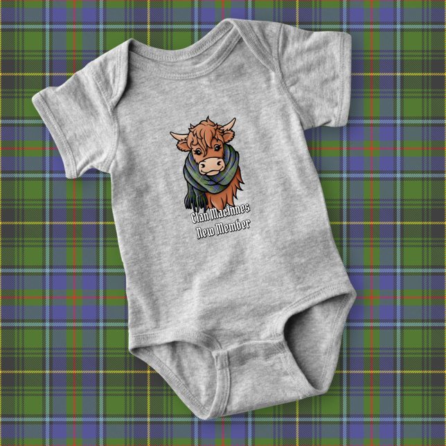 Highland Cow with MacInnes Tartan Scarf Baby Bodysuit (Creator Uploaded)