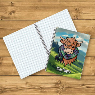 Highland Cow with MacIntyre Tartan Scarf Notebook